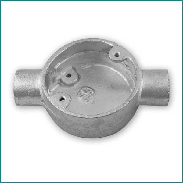 2 Way Through Galvanised Conduit Circular Box