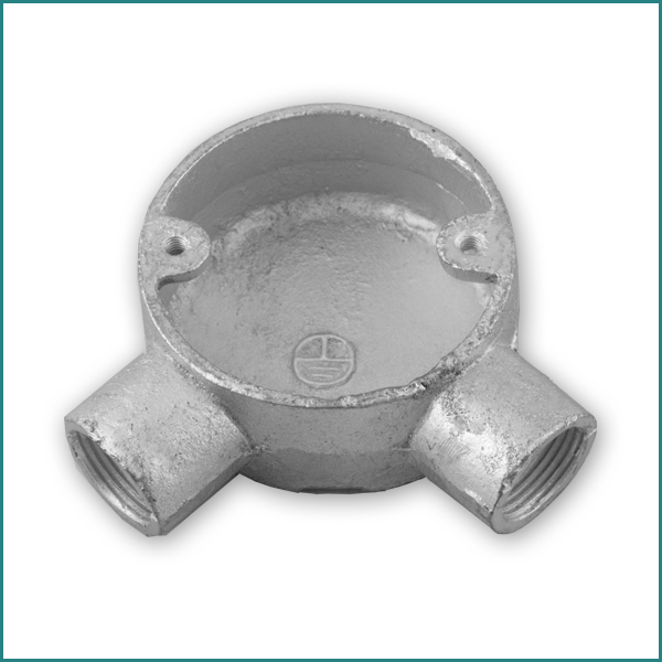 2 Way Angle Galvanised Conduit Circular Box