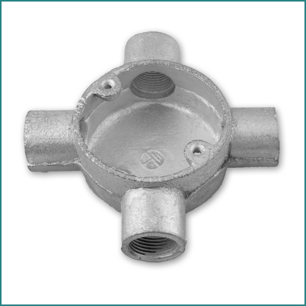 4 Way Intersection Galvanised Conduit Circular Box