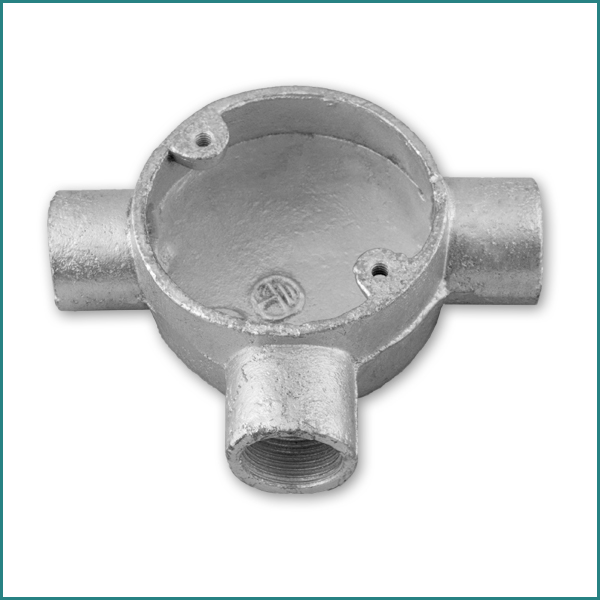 2 Way U Galvanised Conduit Circular Box