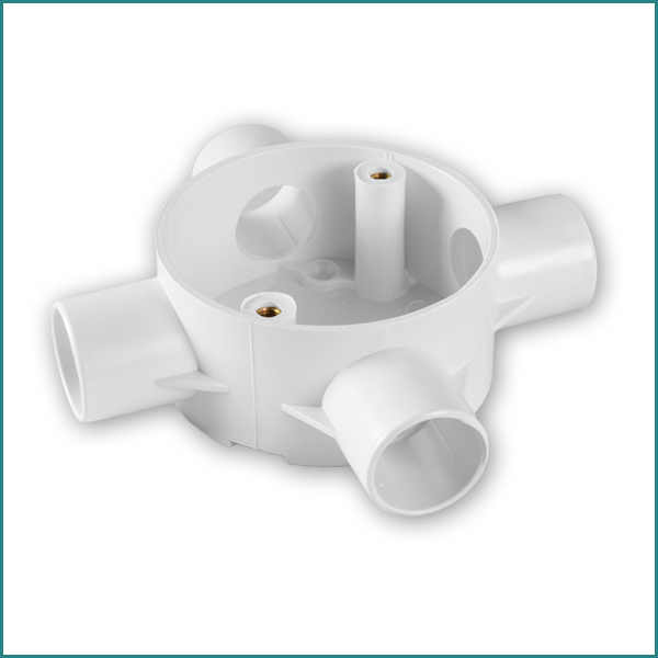 4 Way Intersection PVC Conduit Circular Box White